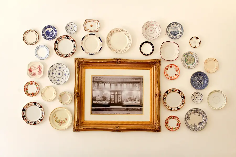 Ceramic dishes, wall decor, and collectible vintage pieces